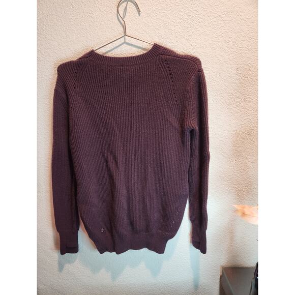 Womens LULULEMON Sweater 100% Merino Wool Thumbholes‎ Hi-Low Purple 8 PTP 20 - Picture 2 of 4